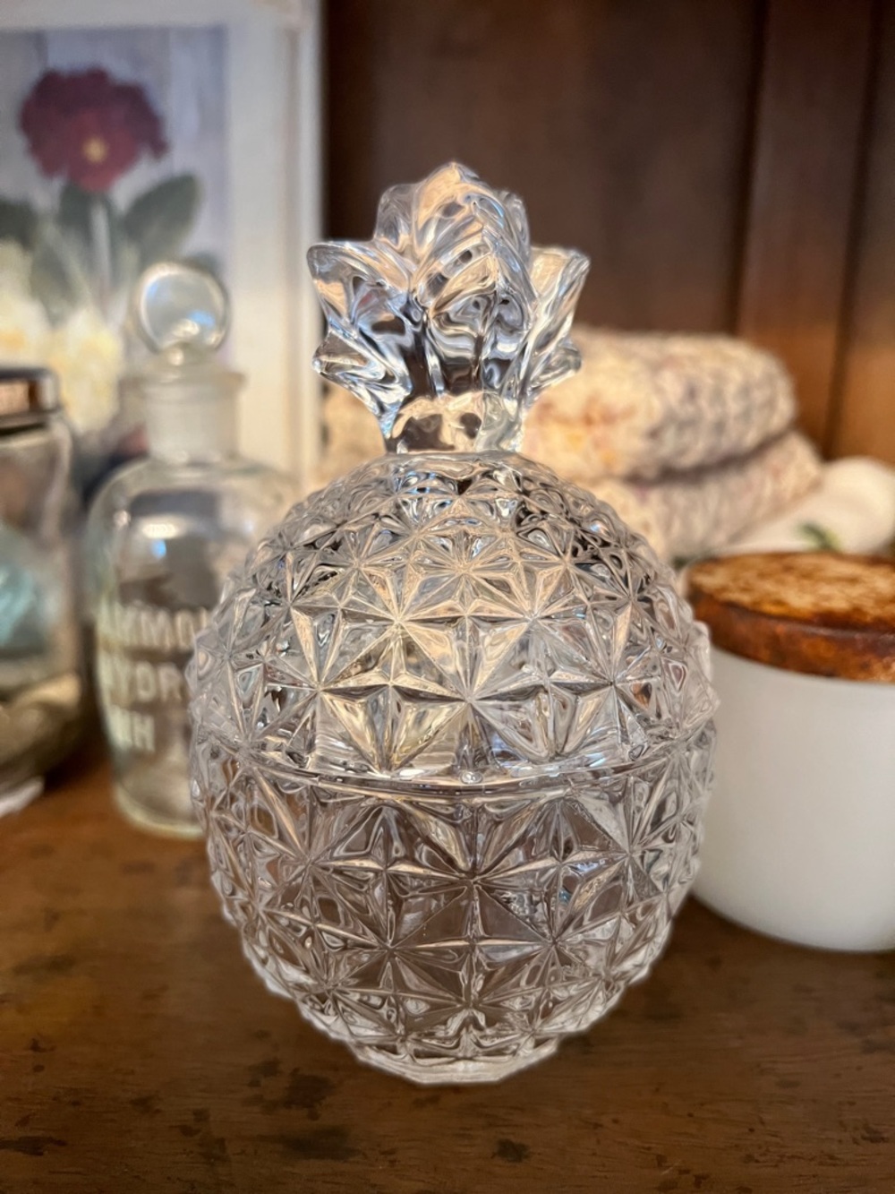Mikasa Clear Pressed Glass Pineapple Candy Dish